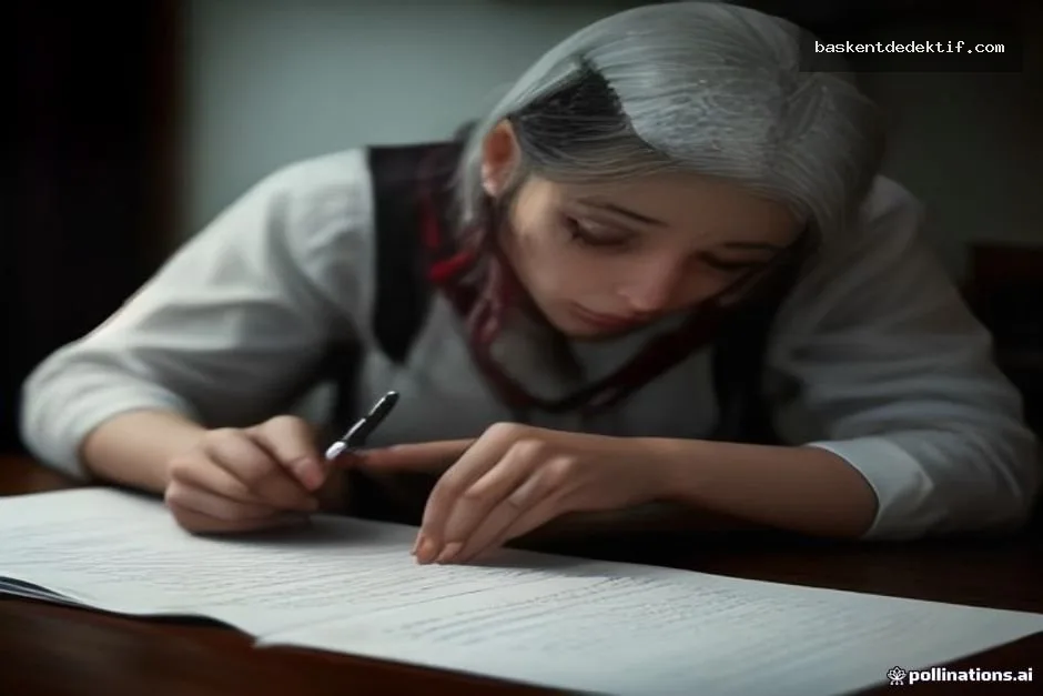 İskenderun merkez dedektif bir belgede kan izleri inceleyen karanlık ofiste çalışan detektif